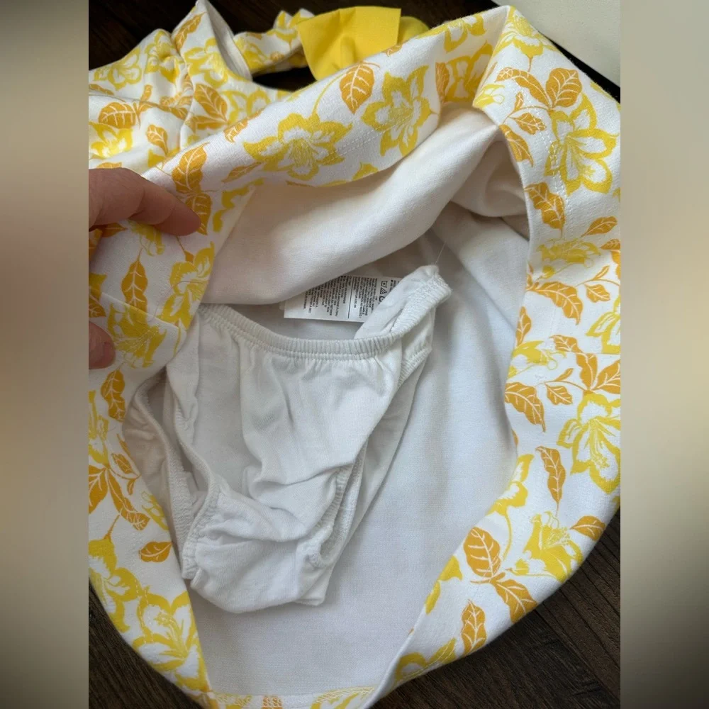 Janie and Jack Girls Floral Puff Sleeve Ponte Dress Yellow NWOT (12-18 Mo)